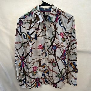 TALBOTS chain and ribbon button down blouse NWT - medium petite